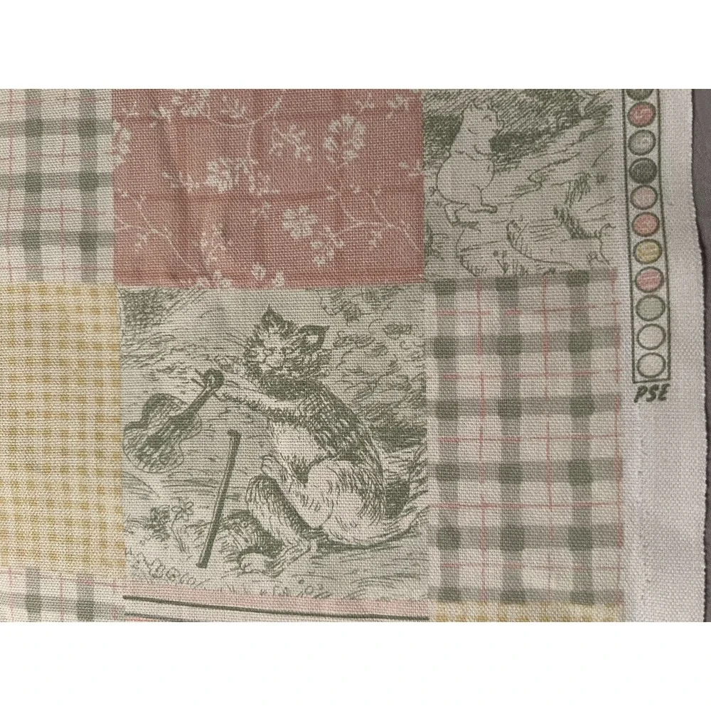 John Wolf Richloom Nursery Rhyme Patchwork Fabric Humpty Dumpty Pastel MMII Pink